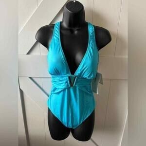 Gibson Latimer Solid Plunge One Piece Swimsuit - Size XS NWT